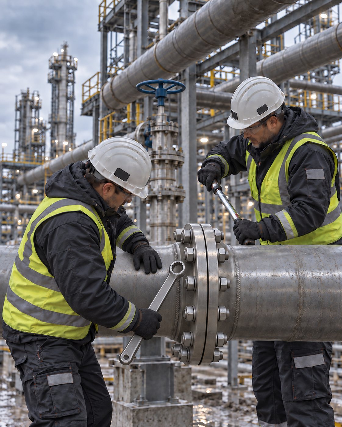 Process piping installation on an industrial facility