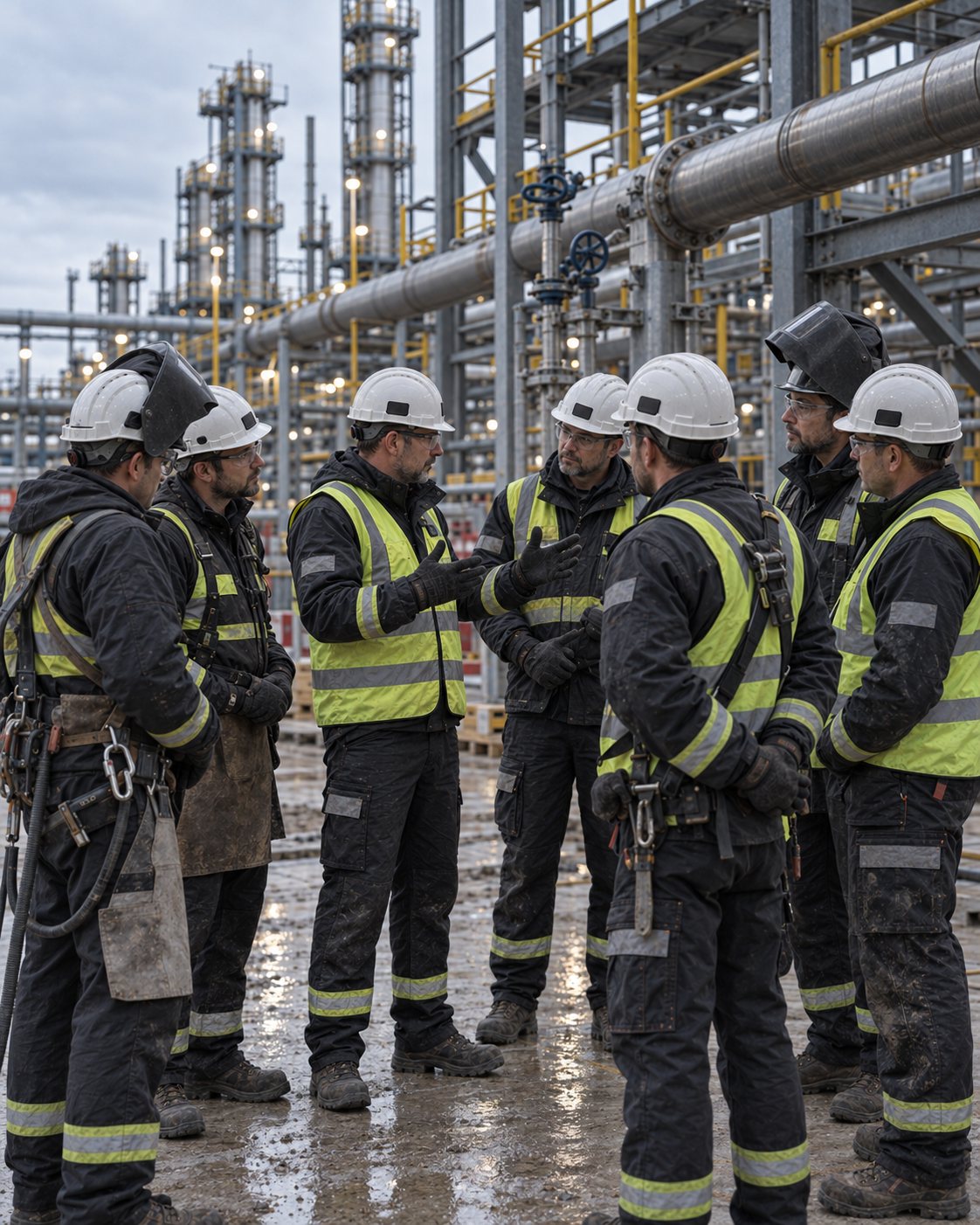 METAL MASTERS crew at a toolbox talk before the shift